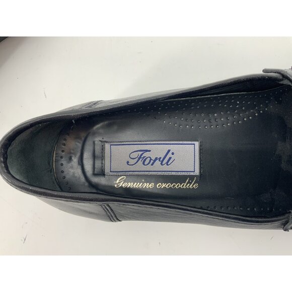 Forli Slip-on Loafers Sz 7.5 Men Black Genuine Crocodile Italy YGI G4S-20